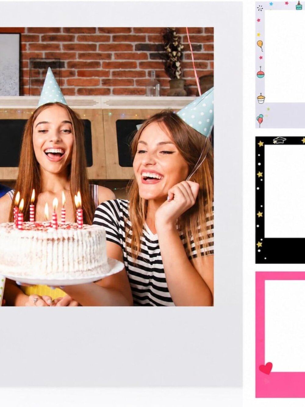 32 x 24 in Large Photo Booth Selfie Frame Props, White Vertical